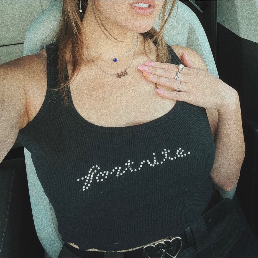 Bling Y2K cropped tank “fortnite” handmade